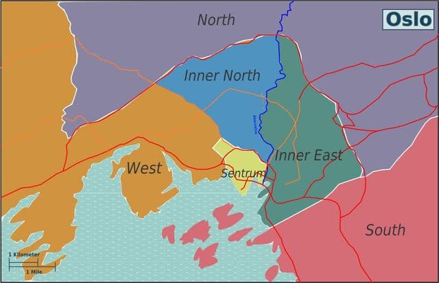 Mappa del distretto di Oslo