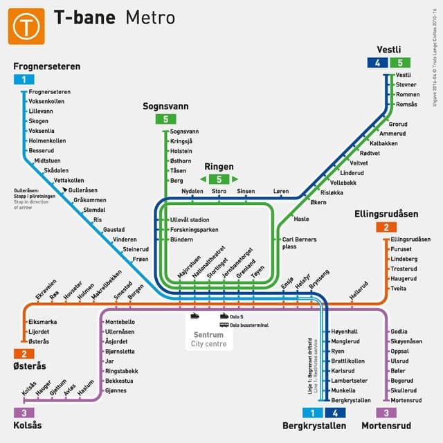 Mappa delle stazioni della metropolitana di Oslo