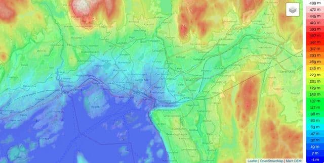 Mappa altimetrica di Oslo