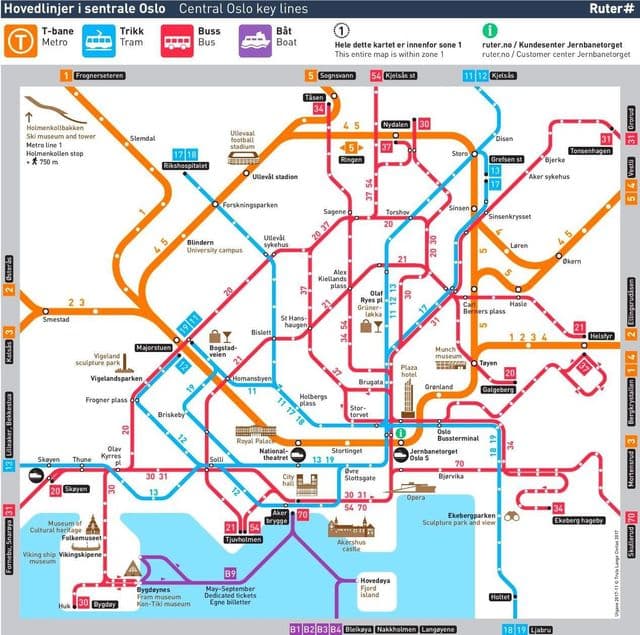 Mappa dei trasporti di Oslo