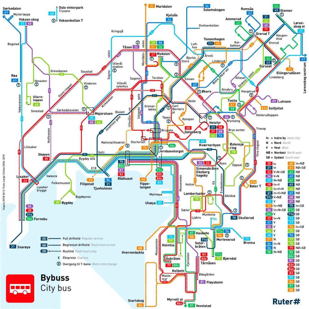 Mappa della stazione degli autobus di Oslo