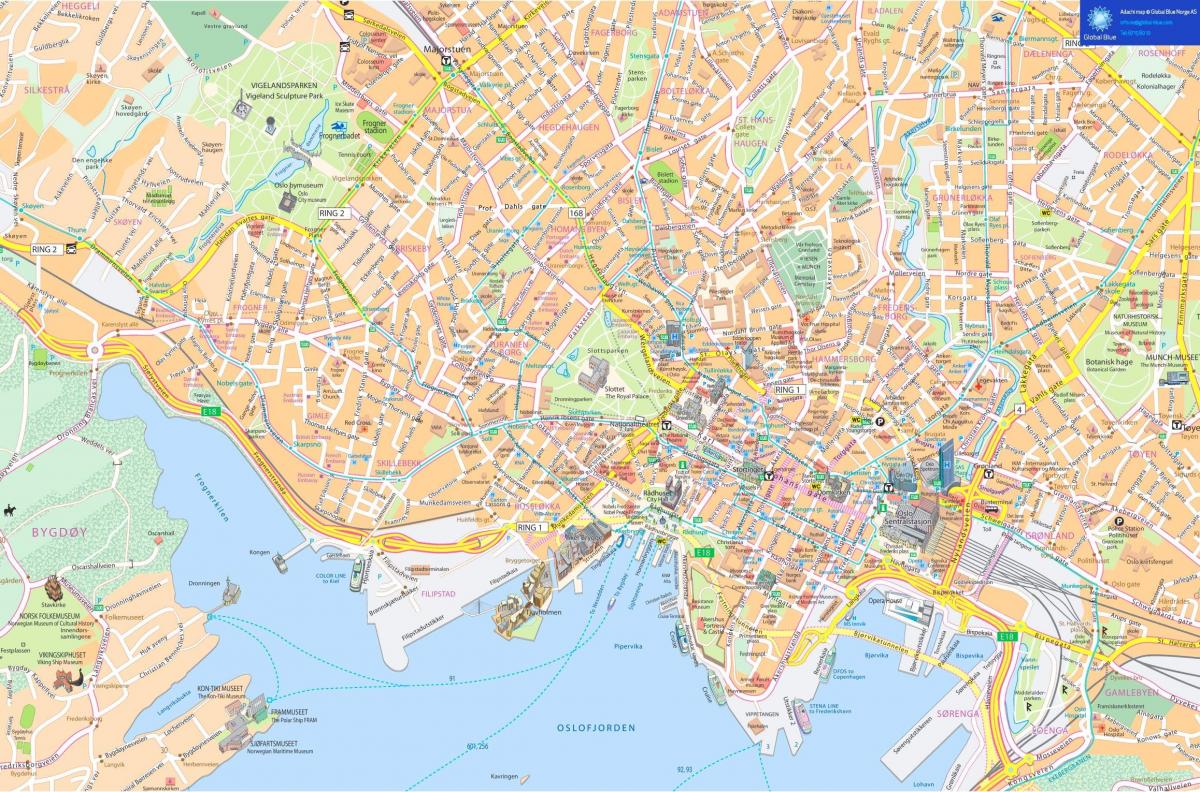 Mappa del centro di Oslo