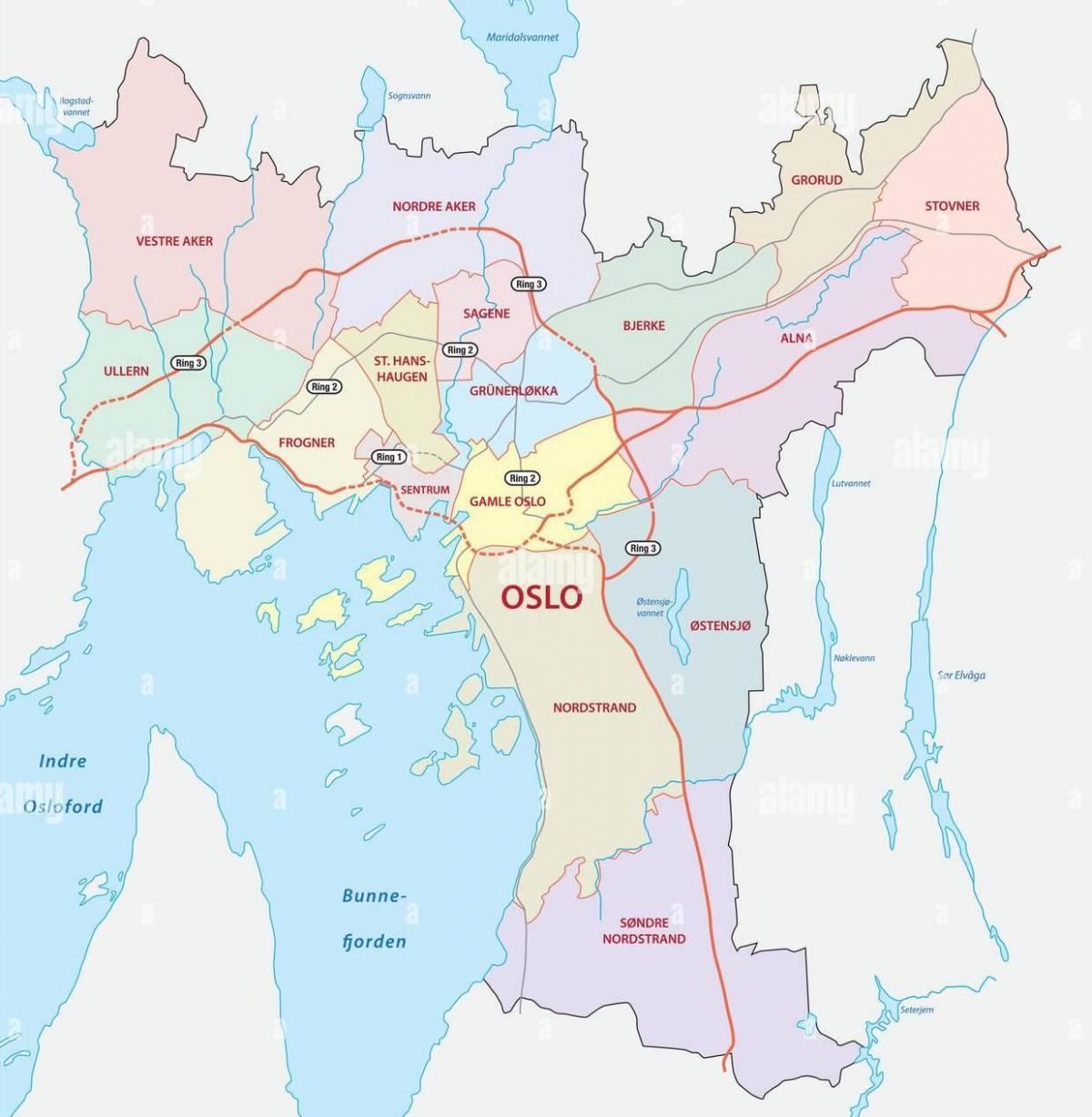 Mappa dei quartieri di Oslo