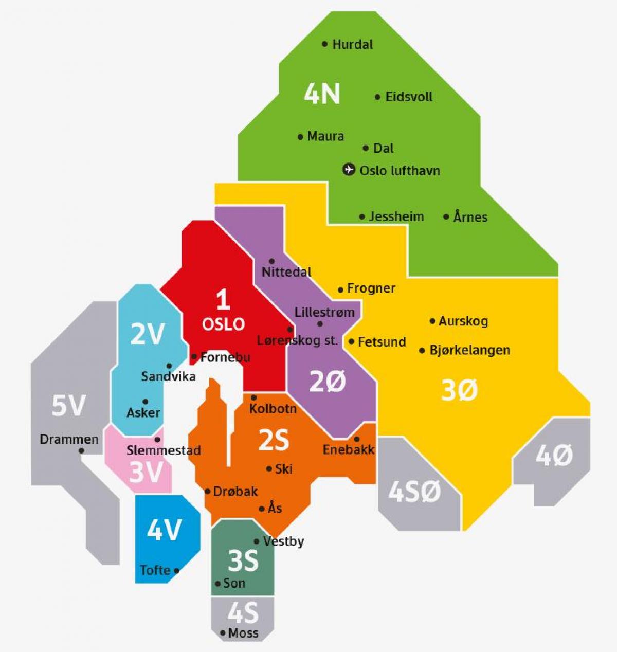 Mappa delle zone di Oslo