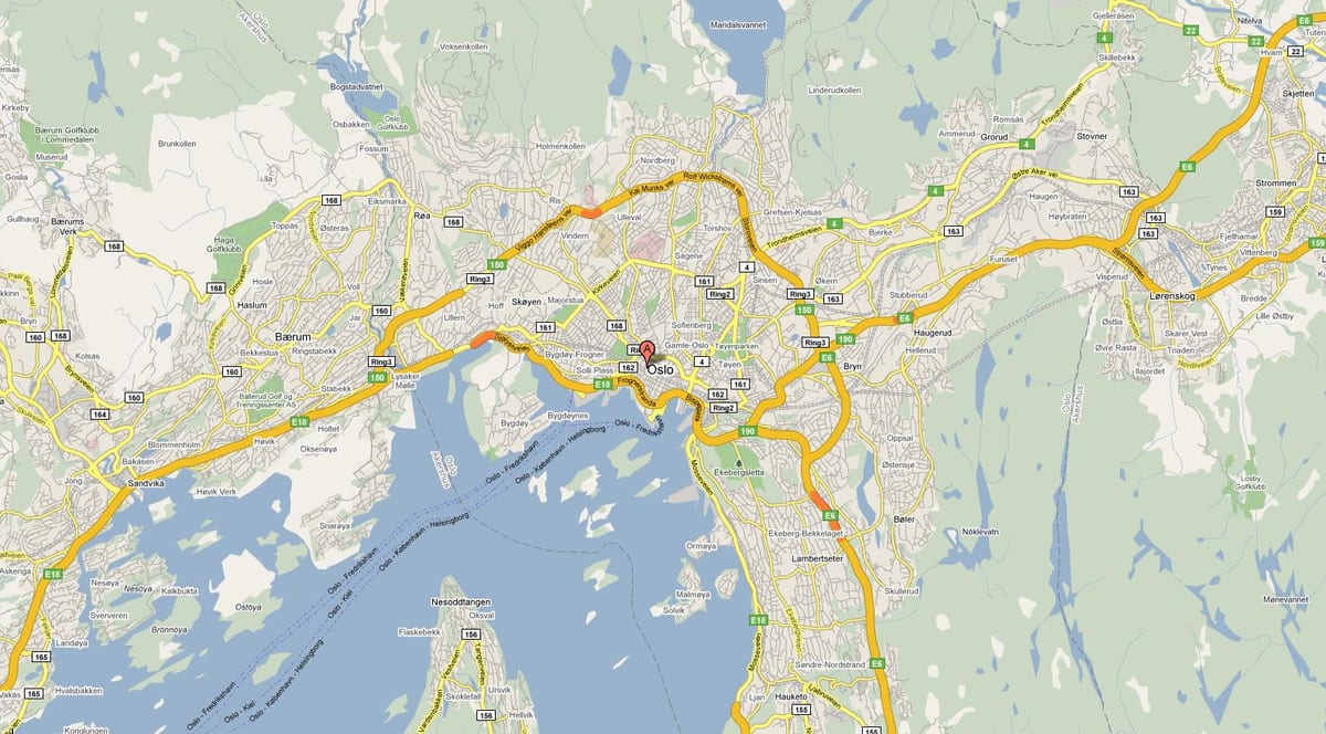Mappa delle strade di Oslo