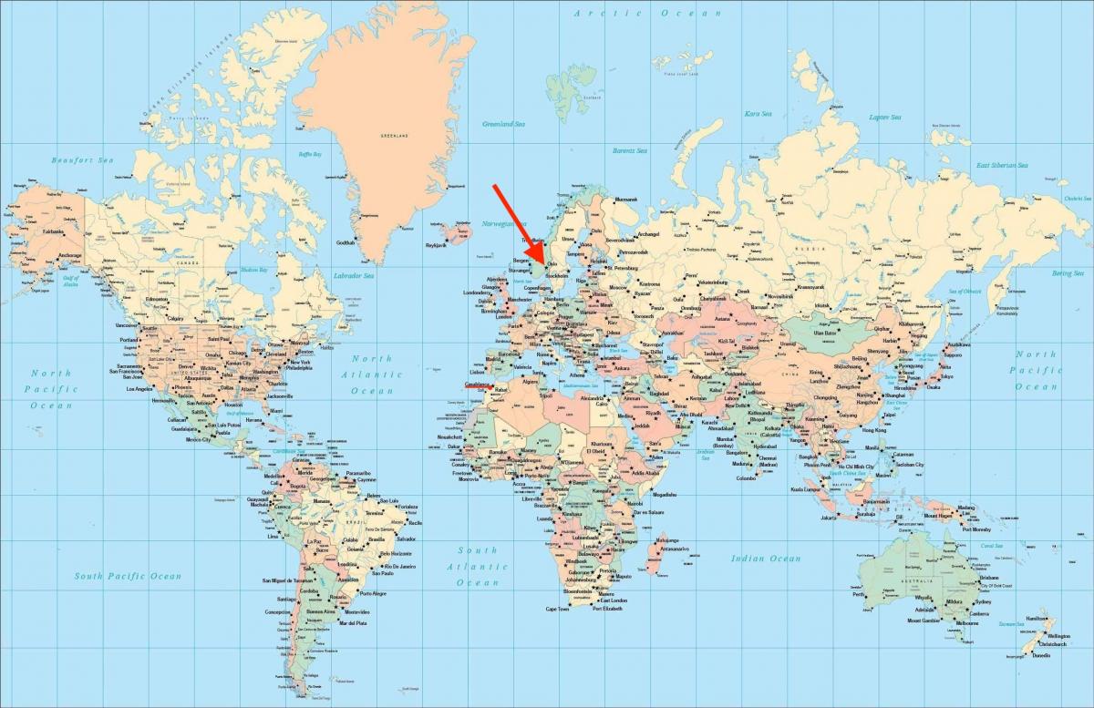 Posizione di Oslo sulla mappa del mondo
